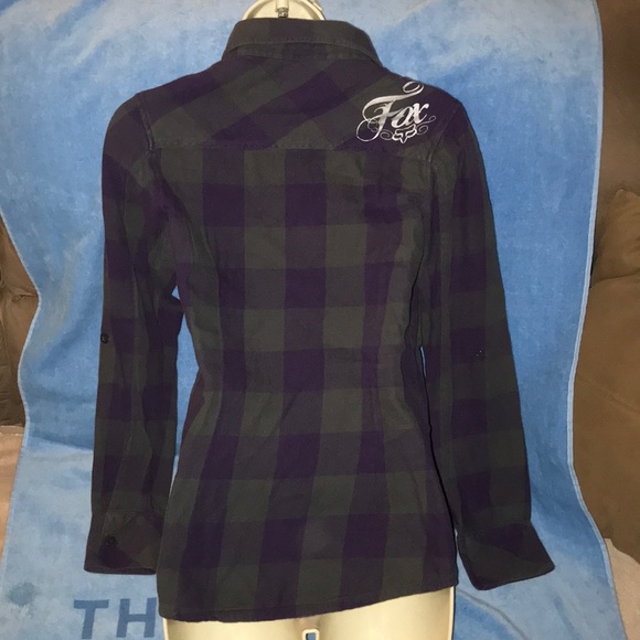 Fox girls medium purple and grey button down 💕 - Picture 2 of 3